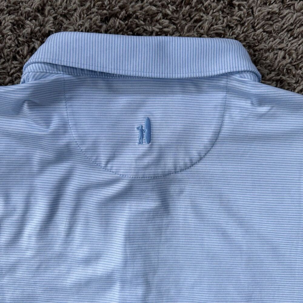 Johnnie-O Gulf Blue Striped Performance Jersey Polo Lyndonn Mens Size XL UPF 50 - Picture 5 of 8